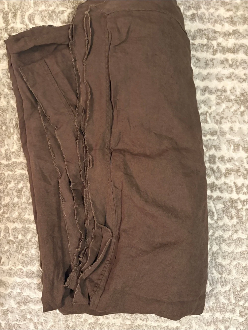 Quince European Linen Double Flange Duvet Cover Set Full Queen Espresso 125